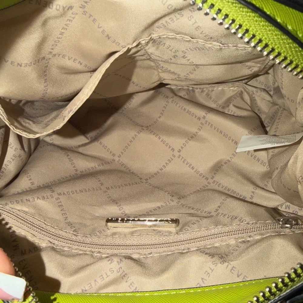 Steve Madden Lime Green Saffiano Satchel Crossbody Bag with Floral Scarf Chic